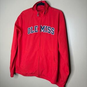 Nike Team Ole Miss Rebels Windbreaker Jacket Mens Medium Red Full Zip Mesh Lined